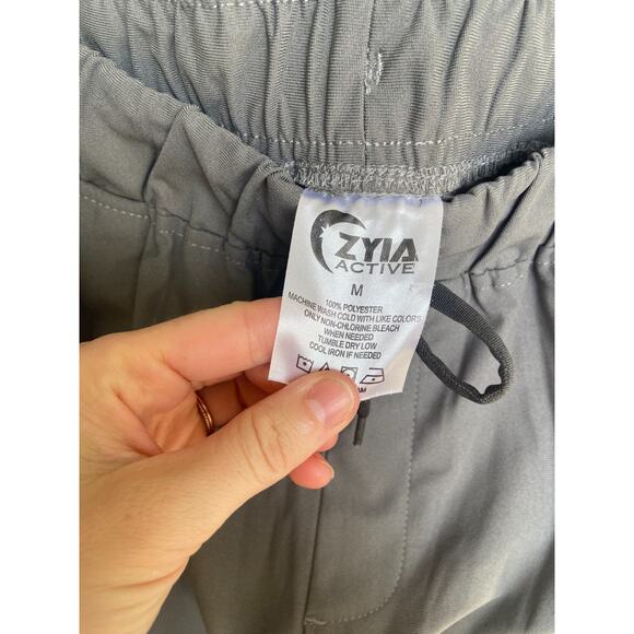 Zyia Active Pants Mens M Gray Stretch Athletic Joggers Zipper Cuffs Pockets - Picture 3 of 5